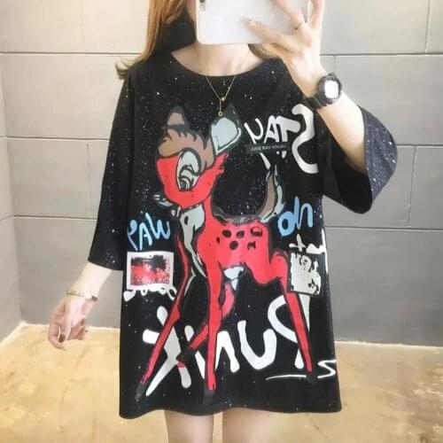 Size 8XL 150KG Large Summer Top for Women Sweet Animal Loose Cool t shirt Big Size Femme tee O Neck Big Tops