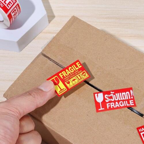 1Roll Fragile Warning Stickers Please Handle With Care For Goods Safety Shipping Express Label Packaging Mark Special Tag