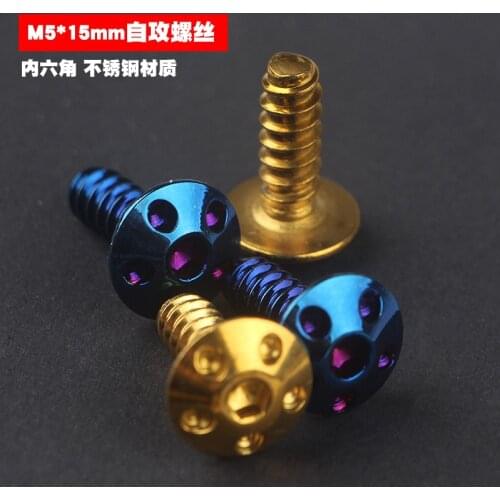 1pcs Motorcycle M5x15mm Self Tapping Screw Decorative Bolt 304 Stainless Steel Material Plated Gold or Blue