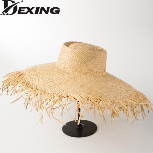 NEW Women Large Wide Brim Summer Hat for Women Natural Raffia Straw Hat Sun Protection Hats Gilrs Panama Beach hat for wedding