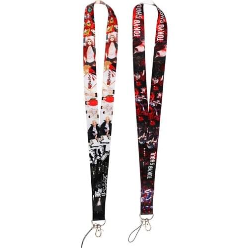 24pcs/lot MD1159 Funny Anime Tokyo Avengers Lanyard keychains Accessory For Mobile Phone USB Badge Holder Key Strap Neck lanyard