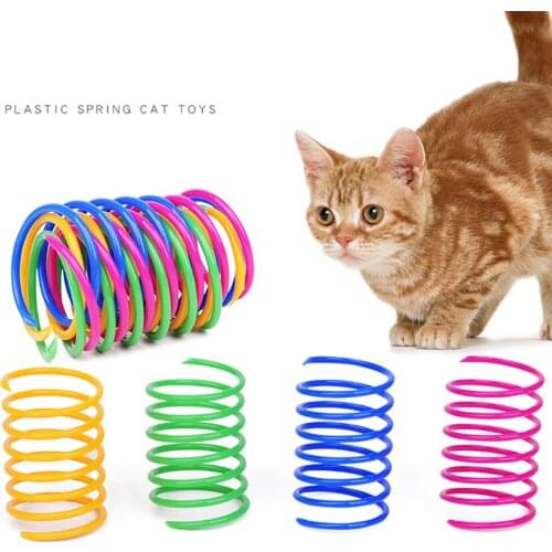 4PCS/Set Pet Wide Colorful Springs Cat Toys Plastic Coil Spiral Springs Durable Interactive Toys for Cat Kitten Pets