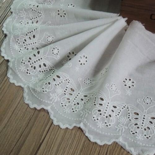5Yard/Lot Cotton cloth white embroidery Lace trim accessories dress, clothes curtain DIY Material 18cm width lace fabric CR1549