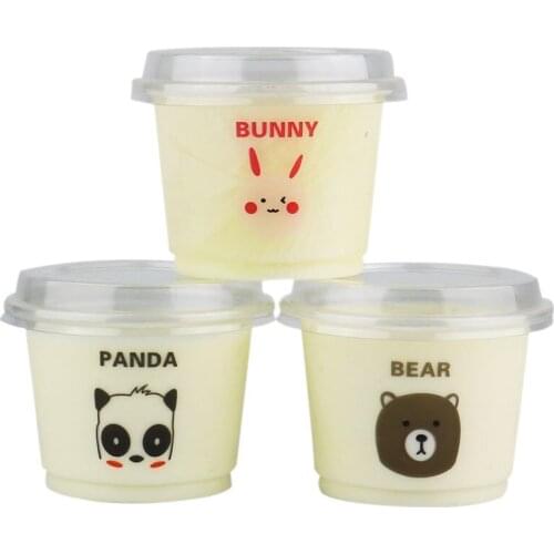 50pcs Creative cartoon disposable pudding cup 250ml party favor transparent plastic cup yogurt ice cream packaging cups with lid