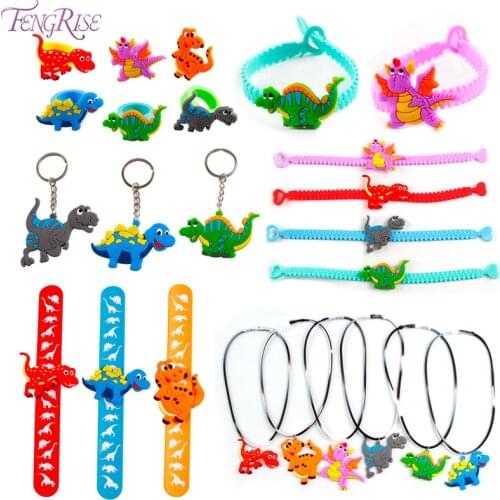 6PCS Dinosaur Party Rubber Bangle Bracelet Birthday Party Decorations Kids Dinosaur Party Decor Girl Boys Wristband Gift Favors
