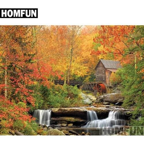 HOMFUN Full Square/Round Drill 5D DIY Diamond Painting "Old Grist Mill Landscape" 3D Embroidery Cross Stitch 5D Decor A00792