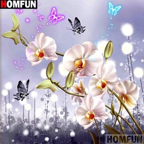HOMFUN Full Square/Round Drill 5D DIY Diamond Painting "Flower butterfly" 3D Embroidery Cross Stitch 5D Decor Gift A14246