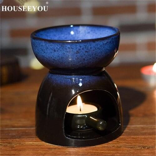 Balinese Style Full Glazed Ceramic Aroma Incense Burner Incense Essential Oil Lamp Gifts Home Office Living Room Decoration