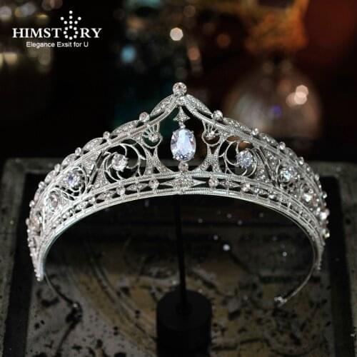 HIMSTORY Vintage Rhinestones Crystal Tiaras And Crowns for Women Wedding Bridal European Headband Hair Jewelry Accessories