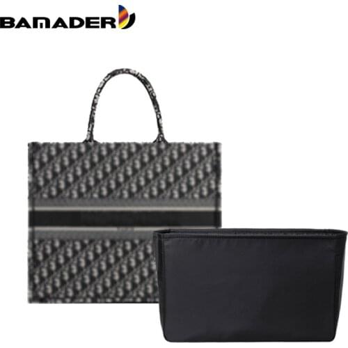 Book Tote Large Nylon Bag Liner BAMADER Black Zipper Cosmetic Bag Waterproof Make up Toiletries Toolkit Organizer Fit Bag Liner