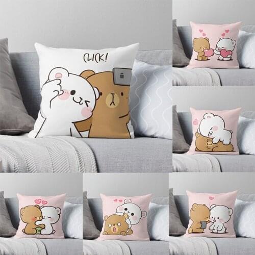 Milk and Mocha Couples Pillow Case 45cm Lovers Pillowcover Decorative Home Sofa Car Cushion Cover Unisex Gifts No Pillow Insert
