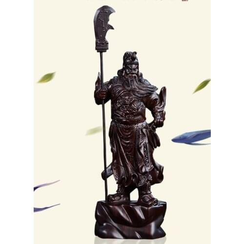 Black rosewood carving sandalwood carving knife guan gong placed pieces zhaocai town house real decoration Handmade sculpture