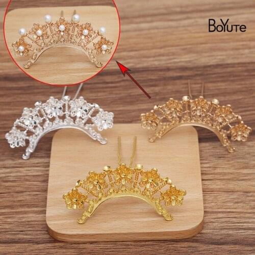 BoYuTe (5 Pieces/Lot) 76*34.5MM Alloy Flower Hairpin Hair Fork Materials Diy Ancient Chinese Clothing Accessories