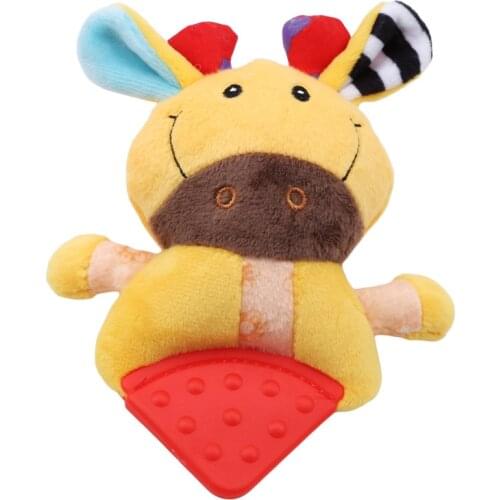 Baby Hand Bell Rattle Toys Soft Animal Deer Fox Teethers Plush Doll For Baby Educational Toys Newborns Gifts 0-12 Months