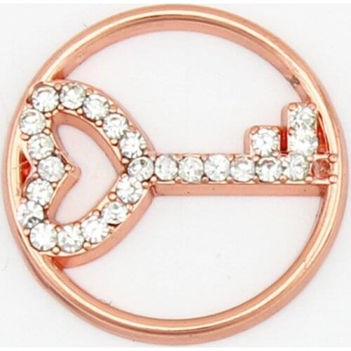 Floating Charms Alloy crystal rose gold Key Window Plate Suitable for 30mm stainless steel small Locket Pendant