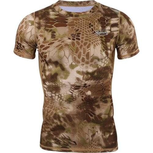 2020 Men Hiking Python Breathable Sweat Tactical Tops Trekking Camping T-shirt Military Short Quick Dry Outdoor Sport Shirts