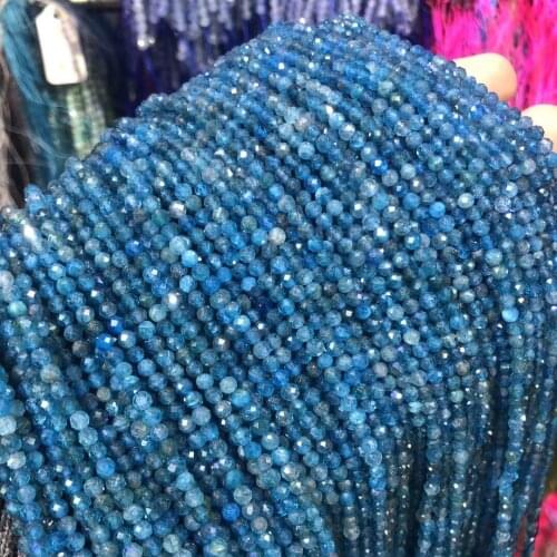 Natural stone Faceted Small Beads Blue Apatite Stone Loose isolation Beads for jewelry making DIY necklace bracelet accessories