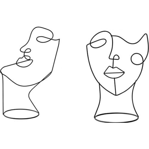 Art Decoration Abstract Black Metal Figure Face Ornaments Home Decor Modern Decorative Figure Decor Statue Abstract