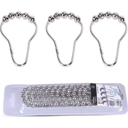 Imucci Metal Shower Curtain Buckle 12pcs Bathroom Curtain Hook Accessories Gourd Buckle Curtain Five-Bead Hook