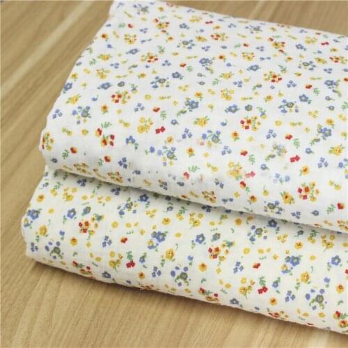 Flower Printed Cotton Crepe Fabric Soft Double Gauze Cotton Crepe Fabric for DIY Sewing Patchwork Baby Cloth Tracksuit Bed Sheet