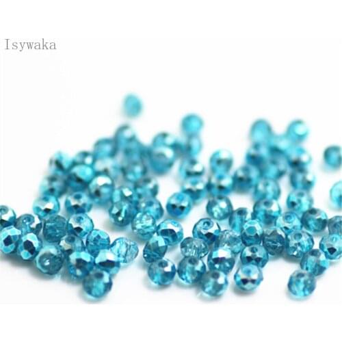 Isywaka Ran lake blue Colors 3x4mm 145pcs Rondelle Austria faceted Crystal Glass Beads Loose Spacer Round Beads Jewelry Making