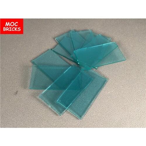 20pcs/lot MOC Bricks Trans blue Glass for Window 1 x 4 x 6 fit with 60803 Building blocks toys bricks Action figure kids gifts