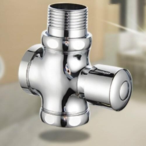 Brass Hand Button Four-way Squatting Toilet Valve Delay Switch White Stool Toilet Valve Bluetooth Flusher - 1 Inch