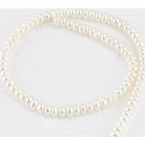 Unique Pearls jewellery Store,7-8mm White Flat Round Freshwater Pearl Loose Beads,15inchs One Full Strand