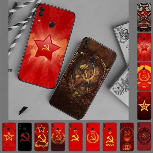 Soft Silicone TPU Phone CASE Cover for huawei P20pro p30 p20lite P40 pro p10 p9plus honor 20 case Soviet Union USSR Grunge Flag