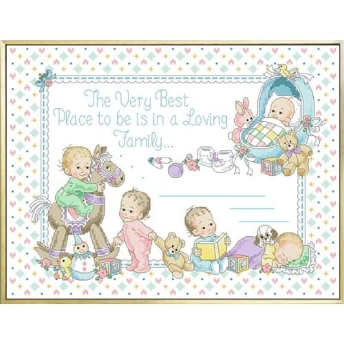 Loving Family Counted Cross Stitch Kits Printed Canvas Embroidery Needlework Sets 11CT 14CT Diy Needlework Crafts Wall Paintings