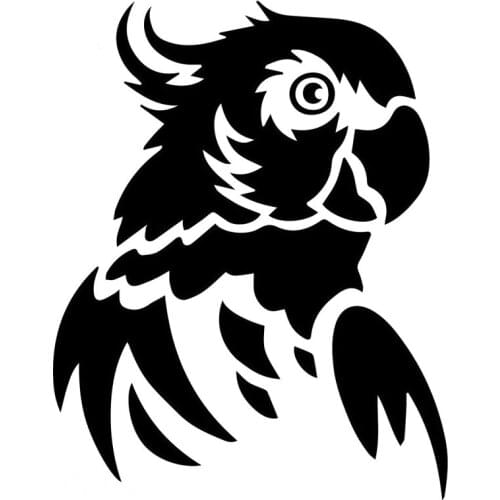 Fashion Parrot Bird Car Sticker Pvc Interesting Auto Accessories Reflective Waterproof Sunscreen Decal Black/silver, 14cm*11cm