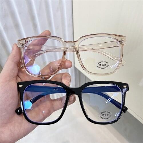 New Portable Blue Light Compter Glasses Oversized Clear Fashion Big Frame Anti Glare Glasses Vintage Eyeglass Frame Transparent