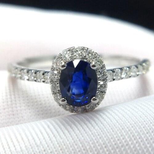 New Female Big Blue Oval Ring Fashion Vintage Wedding Rings For Women Promise Zircon Stone Engagement Ring jewelry gift