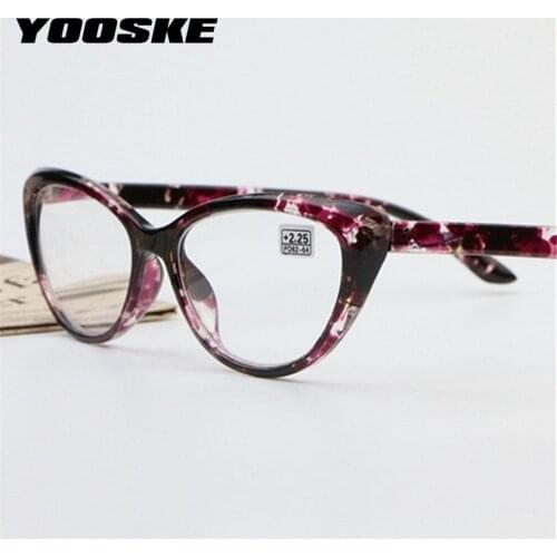 YOOSKE Cat Eye Reading Glasses for Women Ultralight Womens Prescription Eyeglasses Diopter +1.0 1.5 2.0 2.5 3.0 3.5