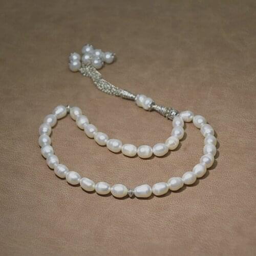 Wholesale Muslim Taisbyha 33 rosary natural freshwater pearl rosary 9mm corn type large pearl Free Shipping