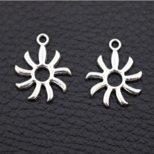 Mini Suns Pendant, Abstract Suns Charms, 19*15mm Suns Charms, DIY Earring Bracelet Charms, Silver Plated Charms A1989 20pcs