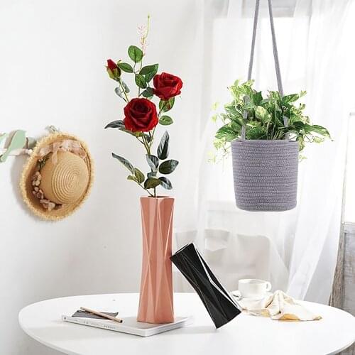 Planter Baskets Hanging Basket Plant Pots For Home Decor Easy To Fix 14cm / 20cm Diameter Decorate White Woven Hanging Planter
