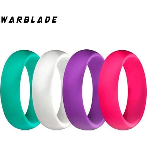 Size 4-10 Food Grade FDA Silicone Ring Hypoallergenic Crossfit Flexible Sports Rubber Finger Rings For Women Wedding Gift 5.7mm