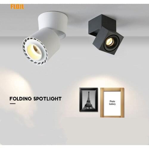Dimmable led surface mounted spotlight 12W 20W foldable ceiling downlight household lighting COB high display AC85V~265V