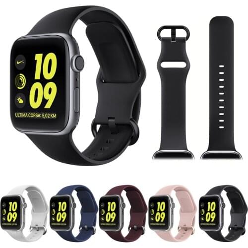 Professional Silicone Watchband For Apple Watch Series 5 4 3 2 1 44mm 40mm 42mm 38mm Metal Buckle Strap For iWatch DROPSHIPPING