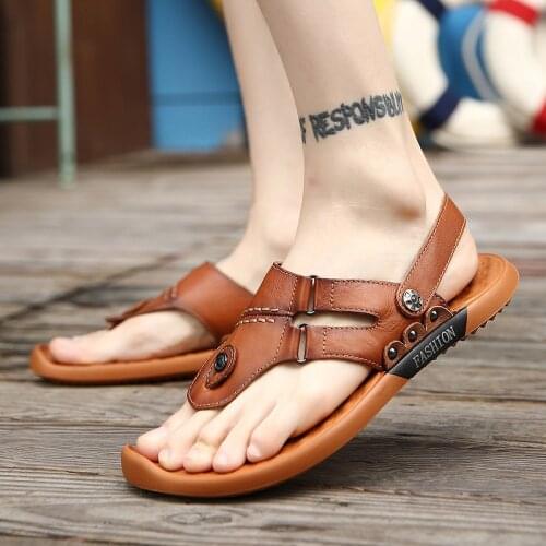 Mens Sandals genuine leather Strap Athletic Men Shoes fashion Hiking Walking Beach Outdoor Summer Male Footwear sandals men