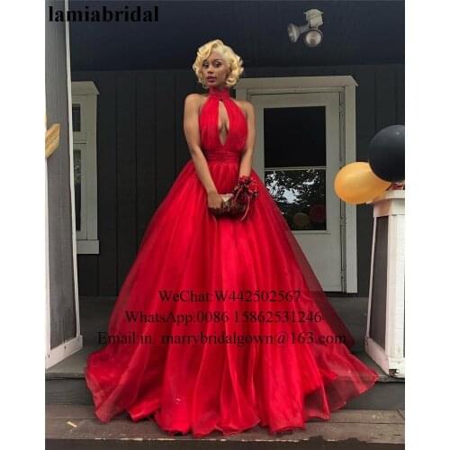 Sexy Keyhole Neck Plus Size Prom Dresses 2K19 Cheap Long Organza Couple Fashion 2019 Vestidos De Fiesta De Noche Party Gowns