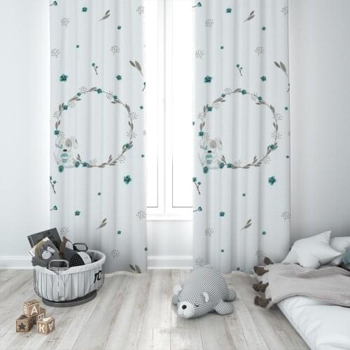 Curtains Children 3D Printed Decorative Items Home Childrens Room White Puppy Dog Circle Model 1416