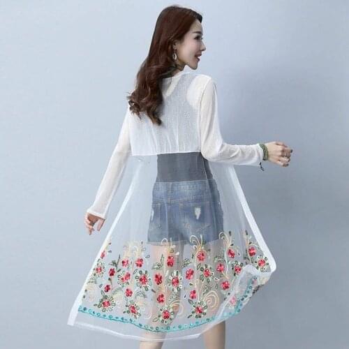 Sun protection clothing ladiesl shawl thin coat female shirt spring summer outside take lace embroidery cardigan long