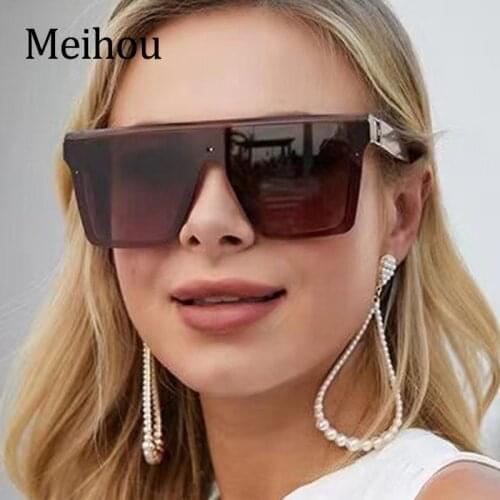Gradient Square Sunglasses Women 2021 Trend Luxury Brand Rimless Shades For Women Oversized Flat Top Big Sun Glasses Female