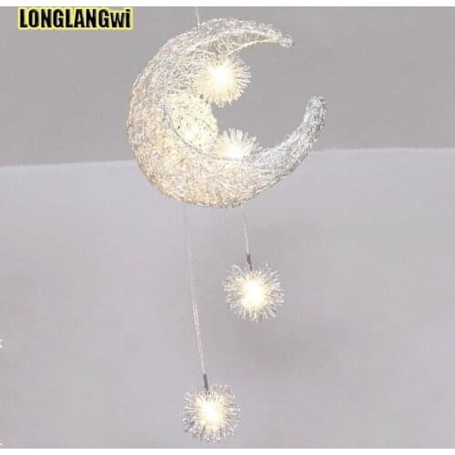 Stylish simplicity nest aluminum chandelier moon stars lights Indoor Lighting