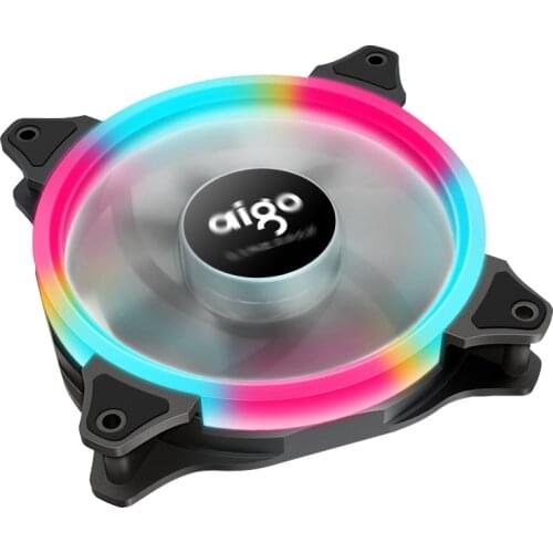 Aigo Aurora rainbow 120mm fan LED 4 pin Cooling For Computer 12V Cooling Fan Quietly Easy Install Good Price Detachable