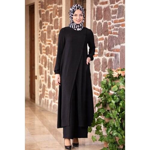 Black color two pieces women dress. Elegant and quality dress. Muslim dress. New season fashion. Made in Turkey. Caftan. Kaftan