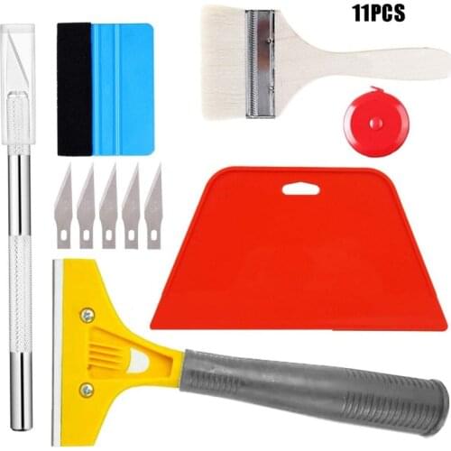 11Pcs/Set Car Tools Wrap Film Sticker Wrapping Tool Auto Window Foil Squeegee Razor Scraper Cutter Aid Tool Window Tinting