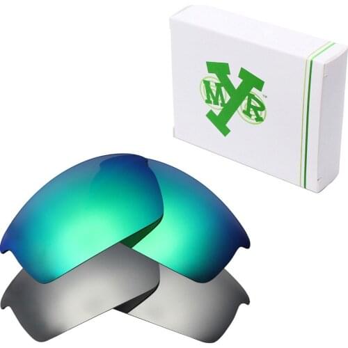 2 Pairs Mryok POLARIZED Replacement Lenses for Oakley Bottlecap Sunglasses Silver Titanium & Emerald Green